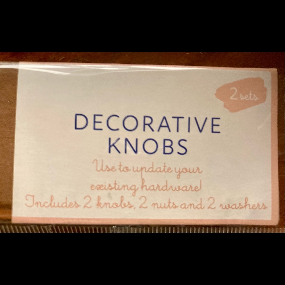 Decorative knobs. Gold semicircle hardware. Includes 2 knobs, 2 nuts, 2 washers. - Picture 3 of 4